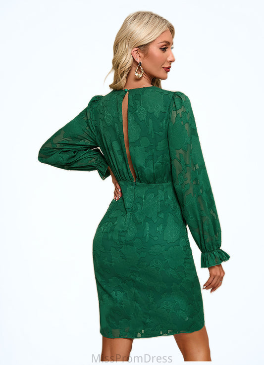 Carlee V-Neck Elegant Sheath/Column Chiffon Jacquard Asymmetrical Dresses HMP0022505