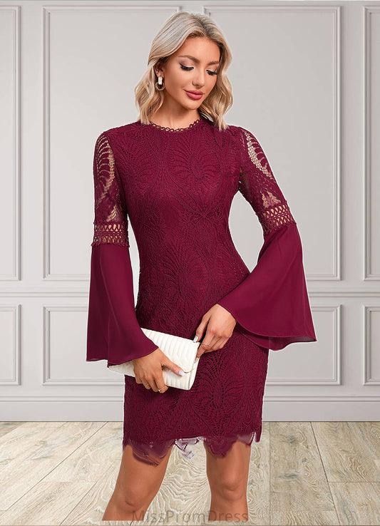 Hallie Cascading Ruffles Scoop Elegant Sheath/Column Lace Dresses HMP0022507