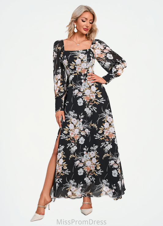 Ashleigh Floral Print Off the Shoulder Elegant A-line Chiffon Maxi Dresses HMP0022515