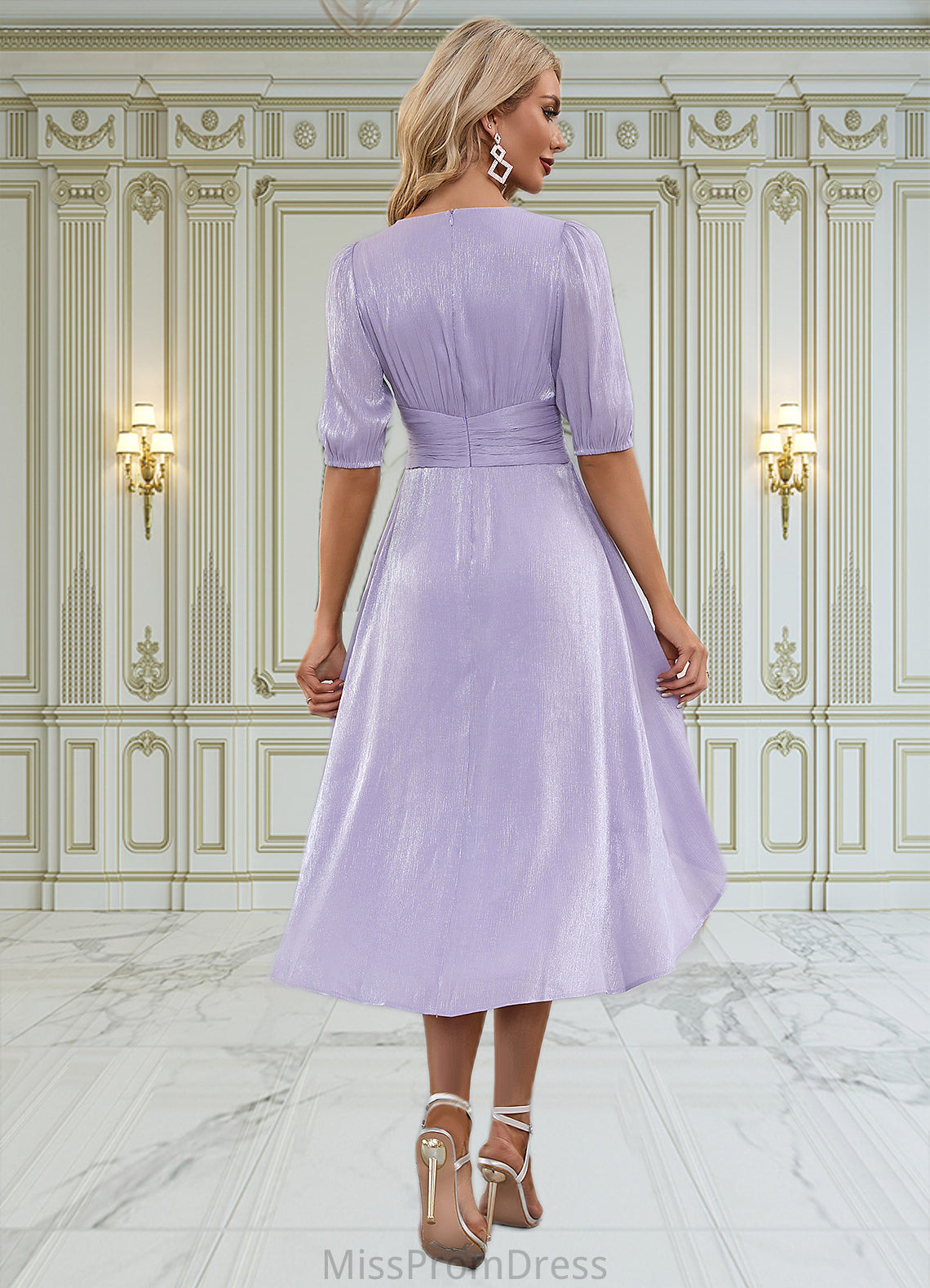 Lilliana V-Neck Elegant A-line Polyester Midi Dresses HMP0022550
