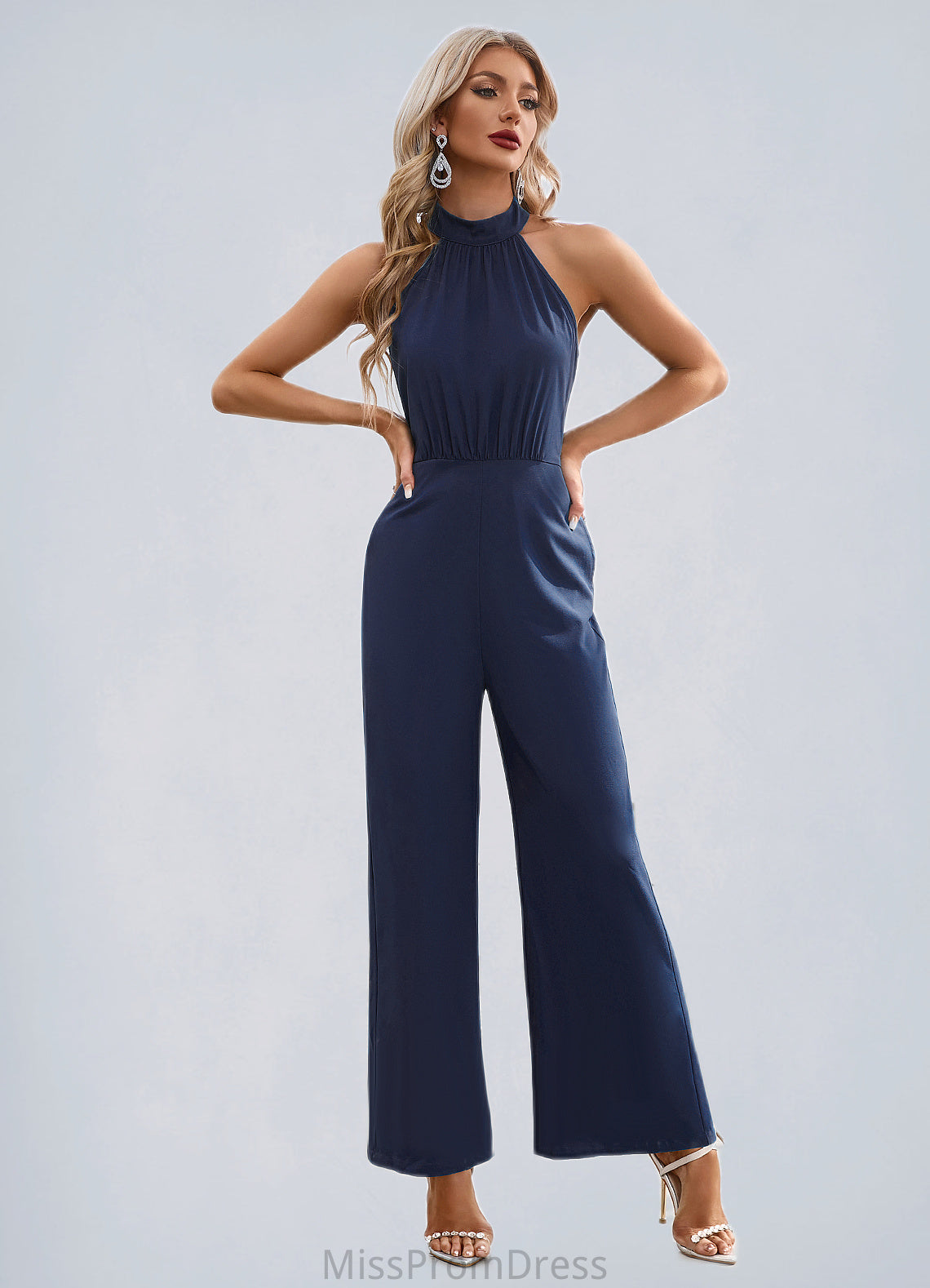 Paisley High Neck Elegant Jumpsuit/Pantsuit Polyester Maxi Dresses HMP0022551