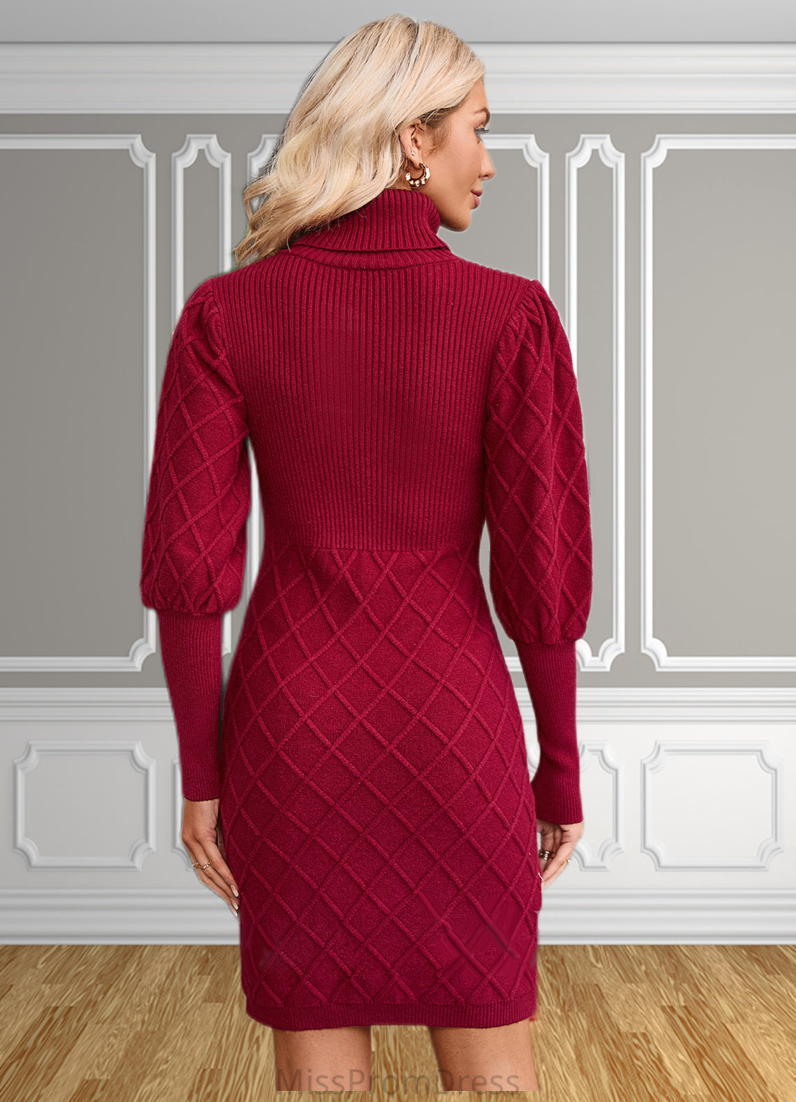 Claire High Neck Elegant Bodycon Cotton Blends Mini Dresses HMP0022559