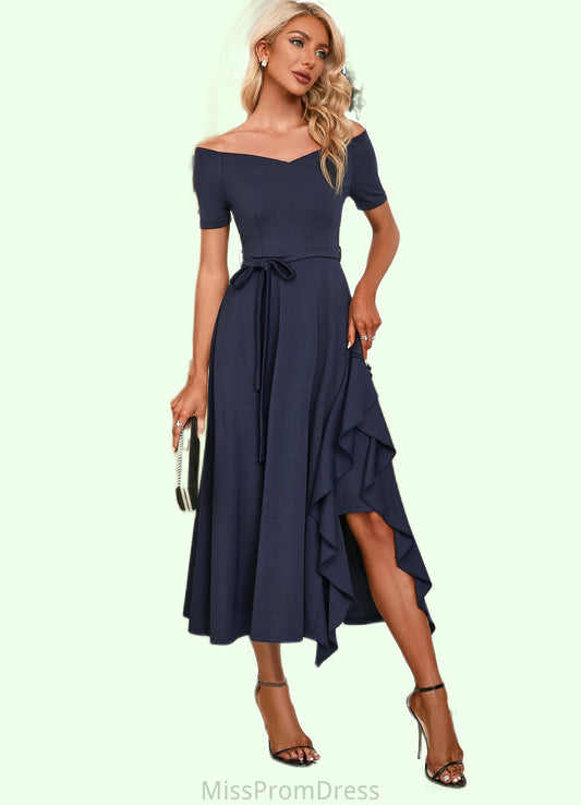 Lindsey V-Neck Elegant A-line Cotton Blends Midi Dresses HMP0022561