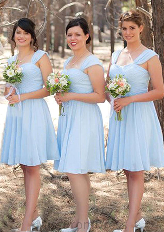 Sleeveless Scalloped Neck Knee-Length A-line/Princess Chiffon Bridesmaid Dresseses With Pleated Alexa HMP0025606