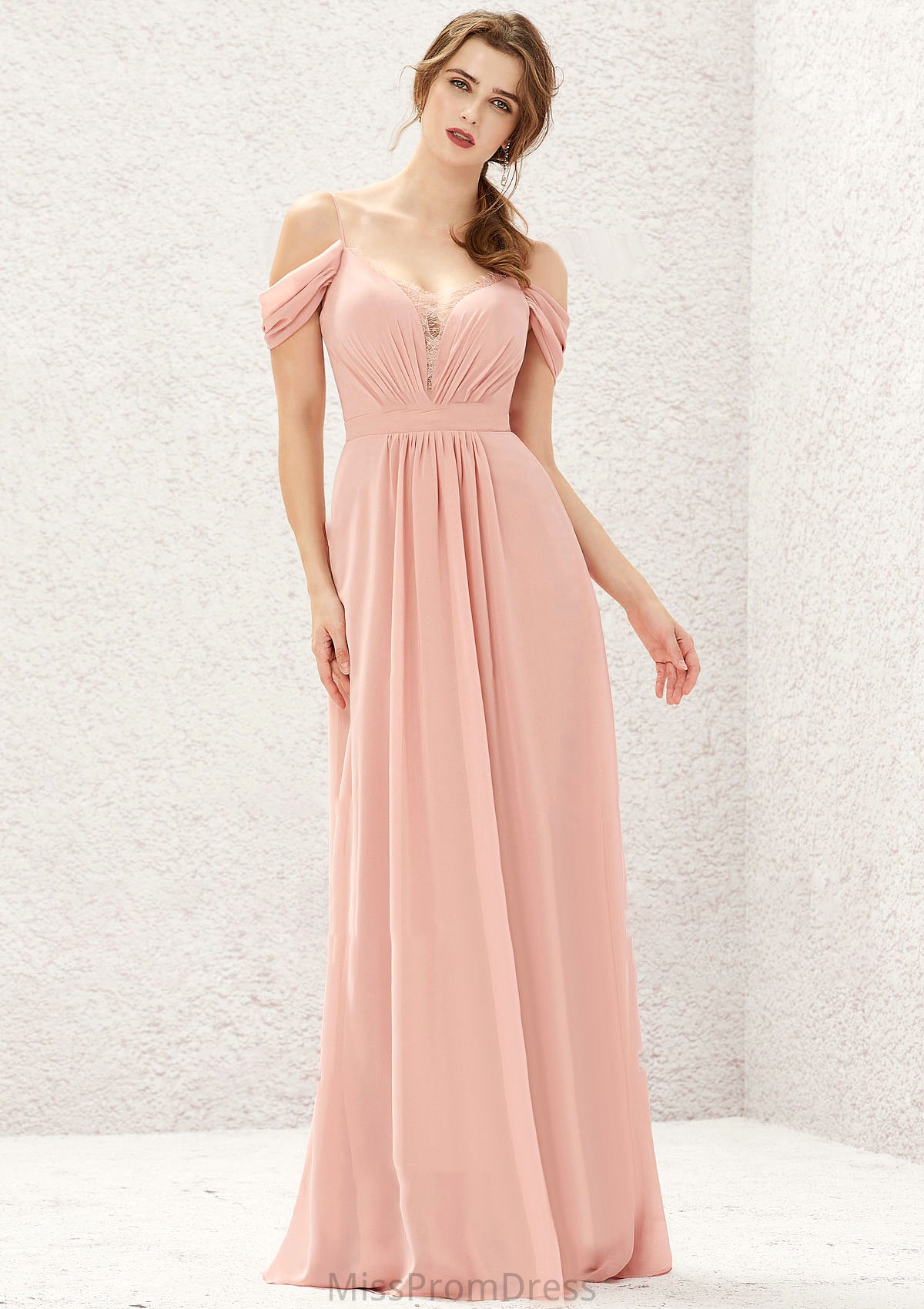 A-line Sweetheart Sleeveless Chiffon Long/Floor-Length Bridesmaid Dresses With Pleated Lace Aiyana HMP0025629