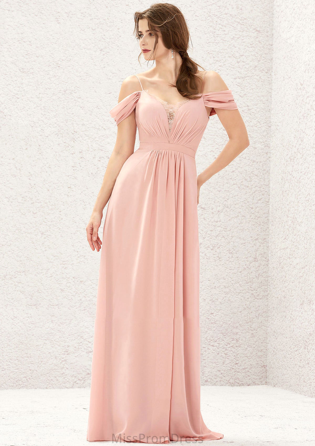 A-line Sweetheart Sleeveless Chiffon Long/Floor-Length Bridesmaid Dresses With Pleated Lace Aiyana HMP0025629
