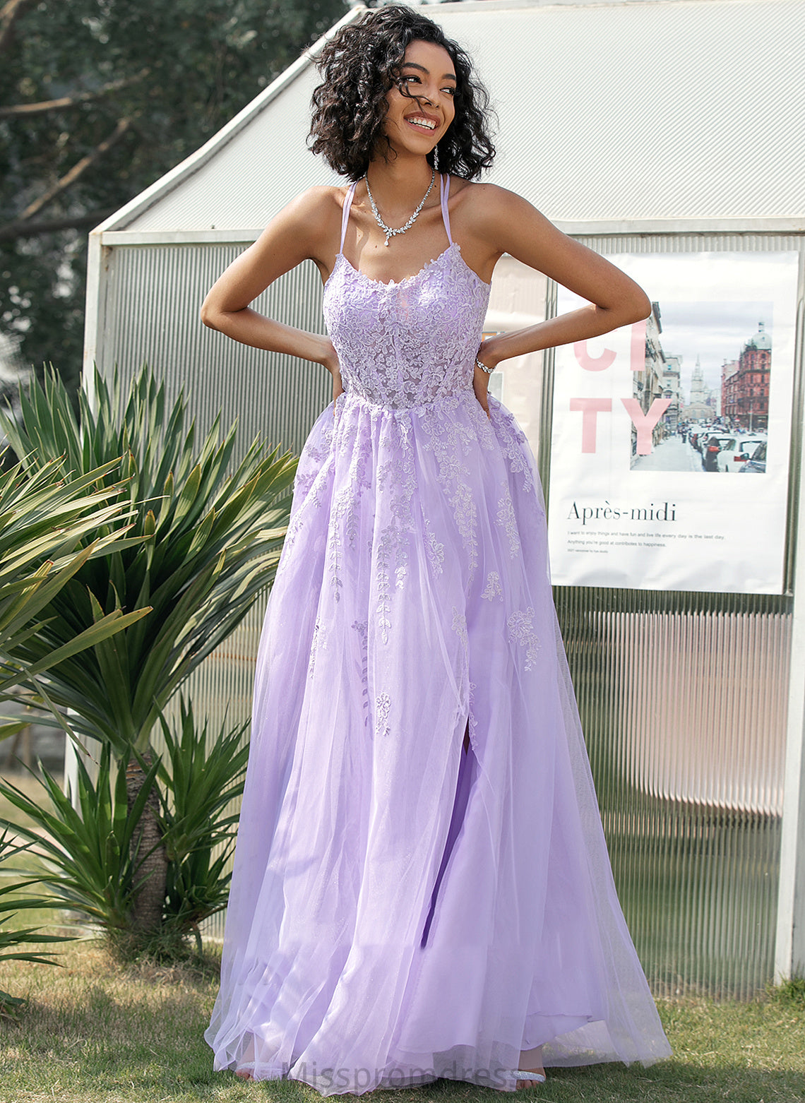 Neck Scoop Prom Dresses With Ball-Gown/Princess Lace Train Celia Tulle Sequins Sweep