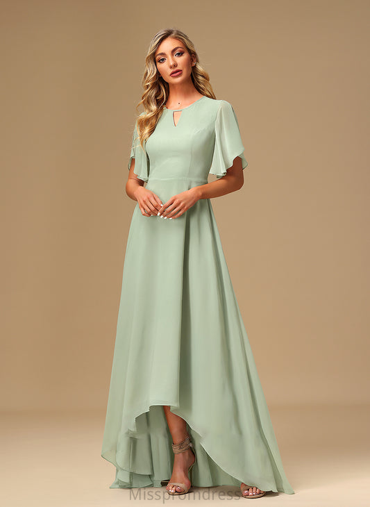 A-Line Asymmetrical Embellishment Silhouette Fabric Length Straps Ruffle Brynlee Sleeveless Natural Waist A-Line/Princess Bridesmaid Dresses