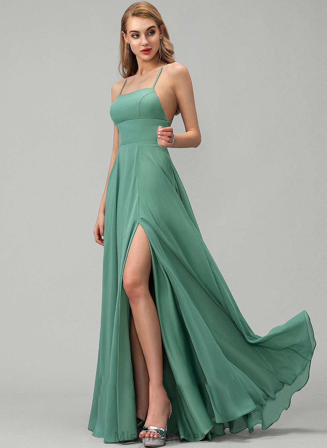 Fabric A-Line Floor-Length Silhouette Length Straps SquareNeckline Neckline Angel Knee Length V-Neck Short Sleeves Bridesmaid Dresses