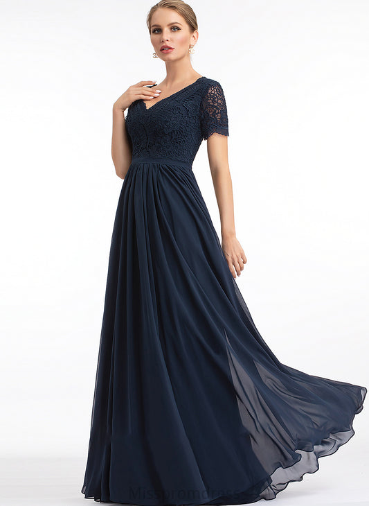 Fabric Floor-Length Silhouette Neckline Lace Length V-neck Sleeve A-Line Sidney A-Line/Princess V-Neck Bridesmaid Dresses