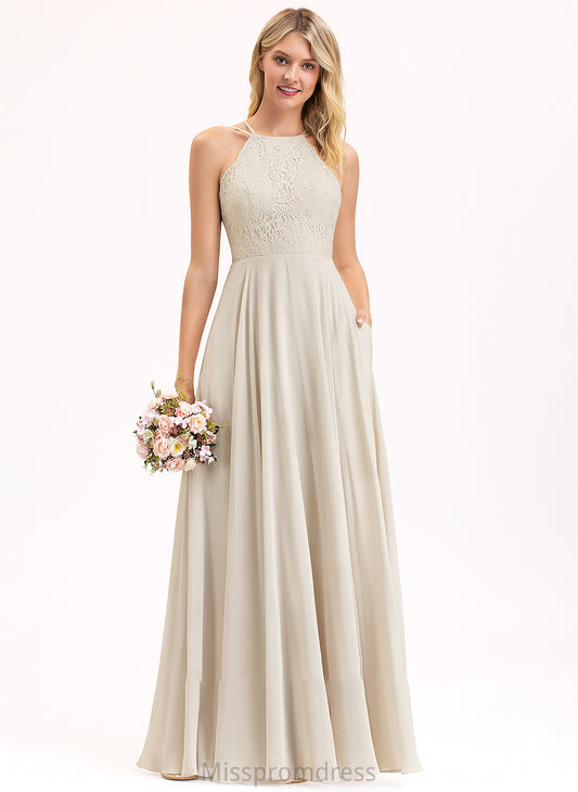 A-Line Pockets Silhouette Length ScoopNeck Embellishment Floor-Length Fabric Neckline Brianna Sleeveless Straps Bridesmaid Dresses
