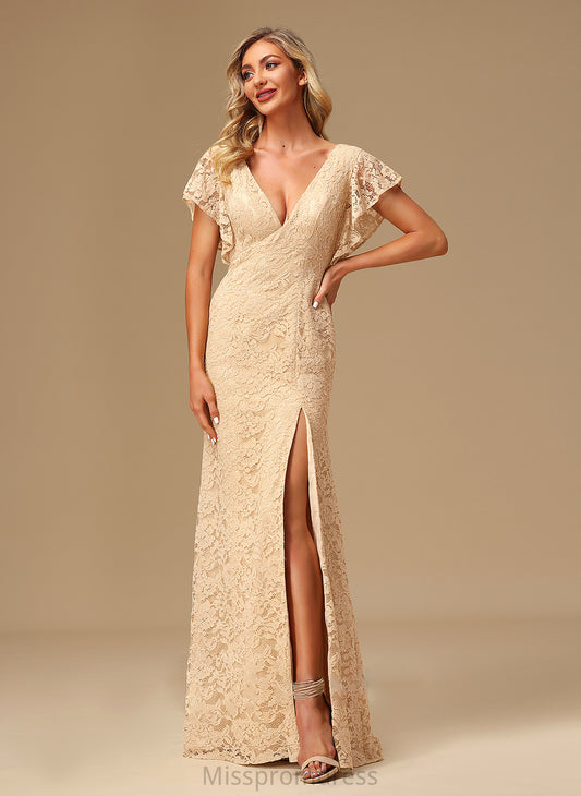 Embellishment SplitFront Length V-neck Floor-Length Fabric Neckline Silhouette A-Line Jazmin Floor Length Natural Waist Bridesmaid Dresses
