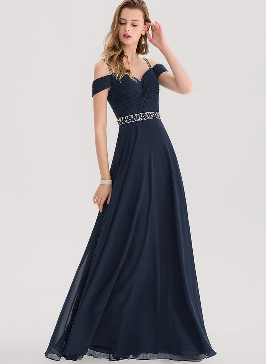 Chiffon With Sweetheart Beading A-Line Floor-Length Prom Dresses Sequins Gillian