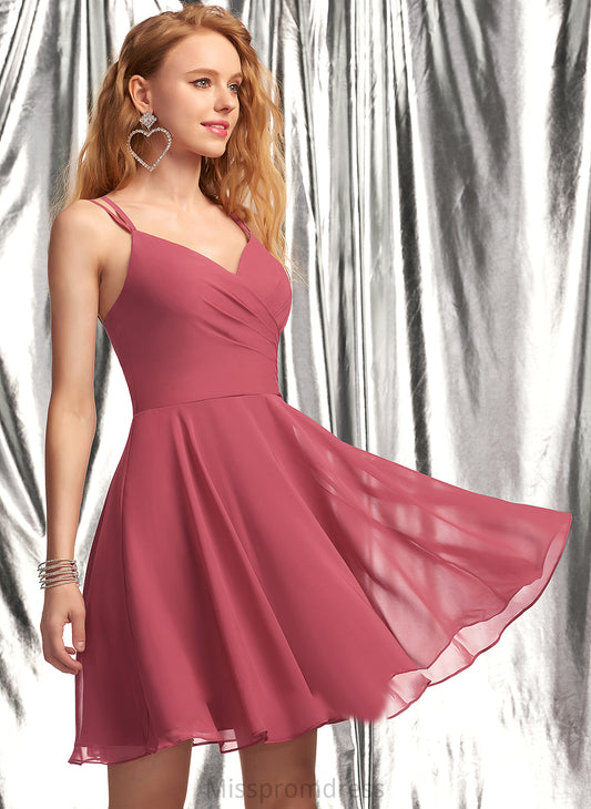 Short/Mini A-Line Chiffon Prom Dresses With V-neck Rylie Ruffle