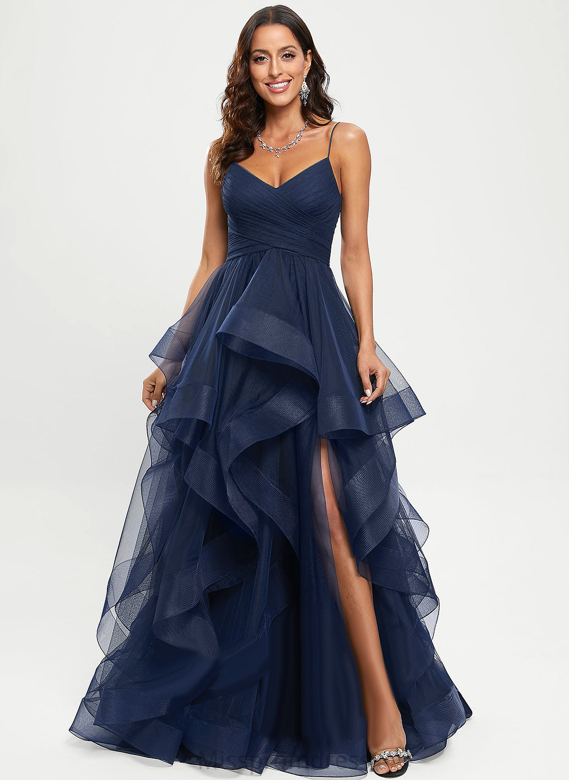 Buy Tulle Prom Dresses V-neck Ball-Gown/Princess Asymmetrical
