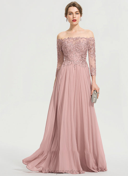 Off-the-Shoulder Rhoda With Pleated Chiffon Prom Dresses Ball-Gown/Princess Sequins Floor-Length