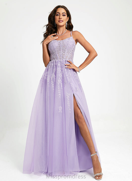 Neck Scoop Prom Dresses With Ball-Gown/Princess Lace Train Celia Tulle Sequins Sweep