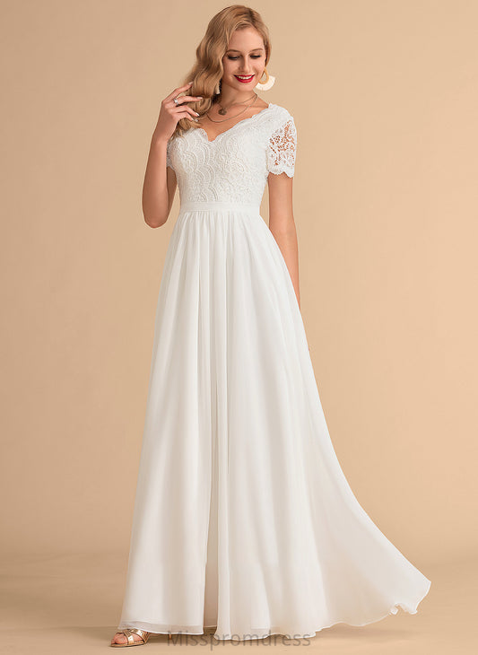 Lace Floor-Length Wedding Dress Chiffon Wedding Dresses Anaya A-Line V-neck