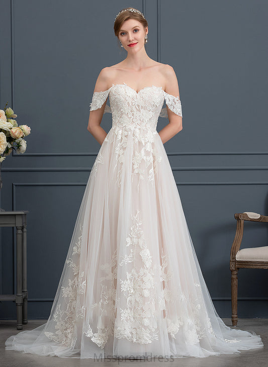 Ball-Gown/Princess Wedding Wedding Dresses Tulle Sweep Harmony Train Dress Sweetheart