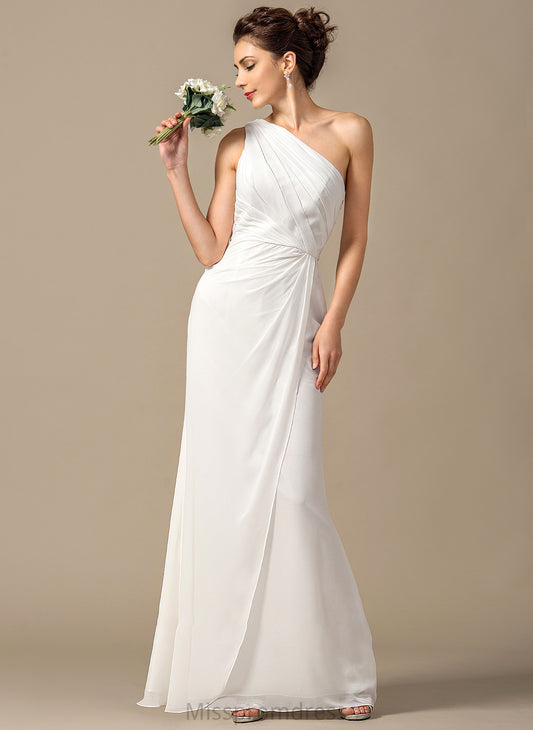 Sheath/Column Silhouette Length Fabric Embellishment One-Shoulder Neckline Floor-Length Ruffle Lana A-Line/Princess Sleeveless Bridesmaid Dresses
