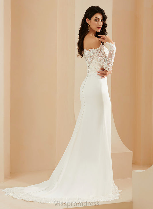 Court Wedding Dresses Ryleigh Lace Trumpet/Mermaid Off-the-Shoulder Train With Dress Wedding