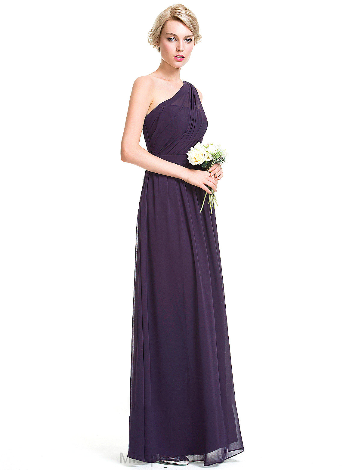 Length Fabric Ruffle Neckline One-Shoulder Silhouette Embellishment Floor-Length A-Line Marina A-Line/Princess Floor Length Bridesmaid Dresses