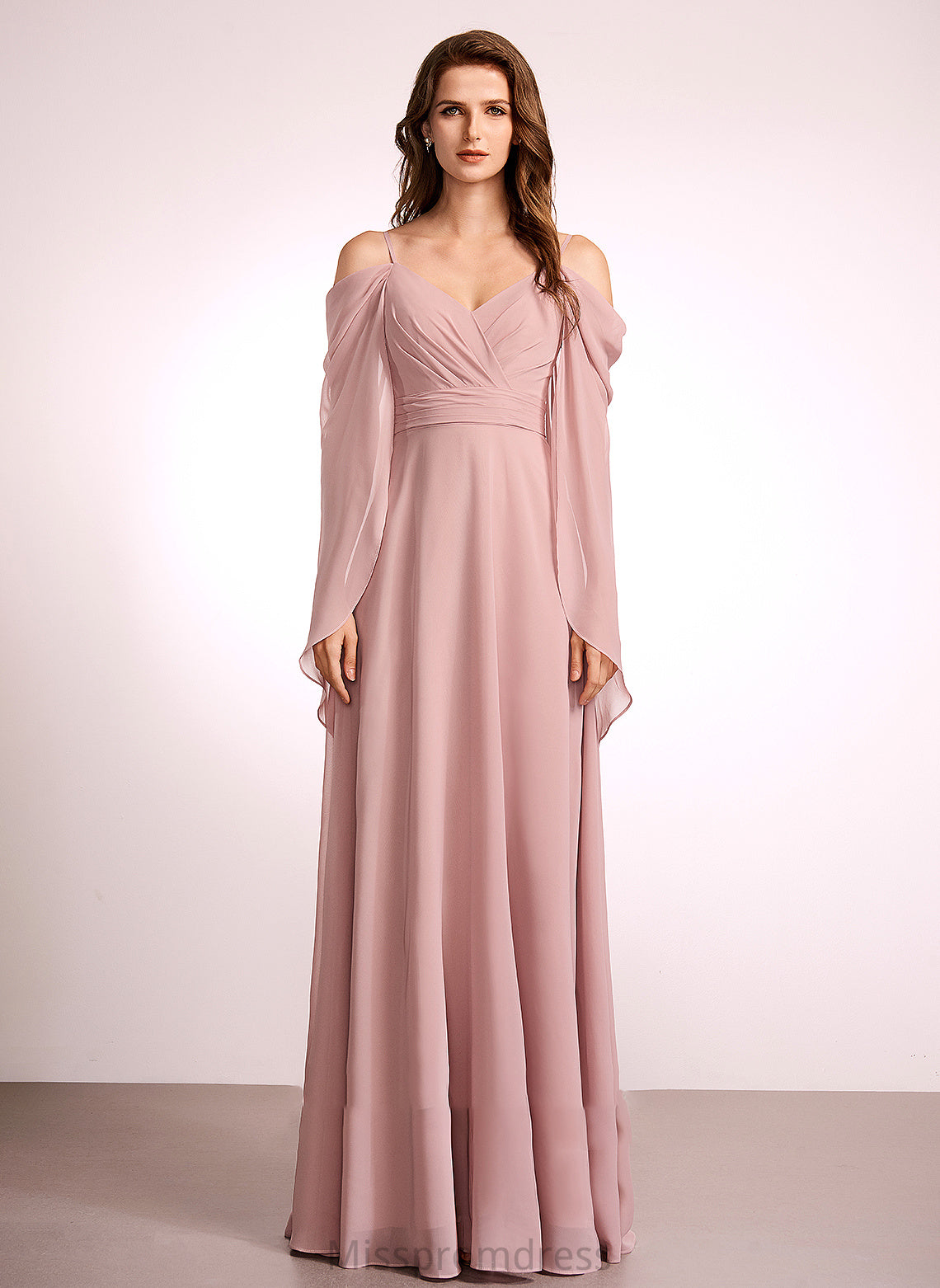 Floor-Length Length V-neck Silhouette Neckline Straps A-Line Fabric Anabel Sleeveless A-Line/Princess Floor Length Bridesmaid Dresses