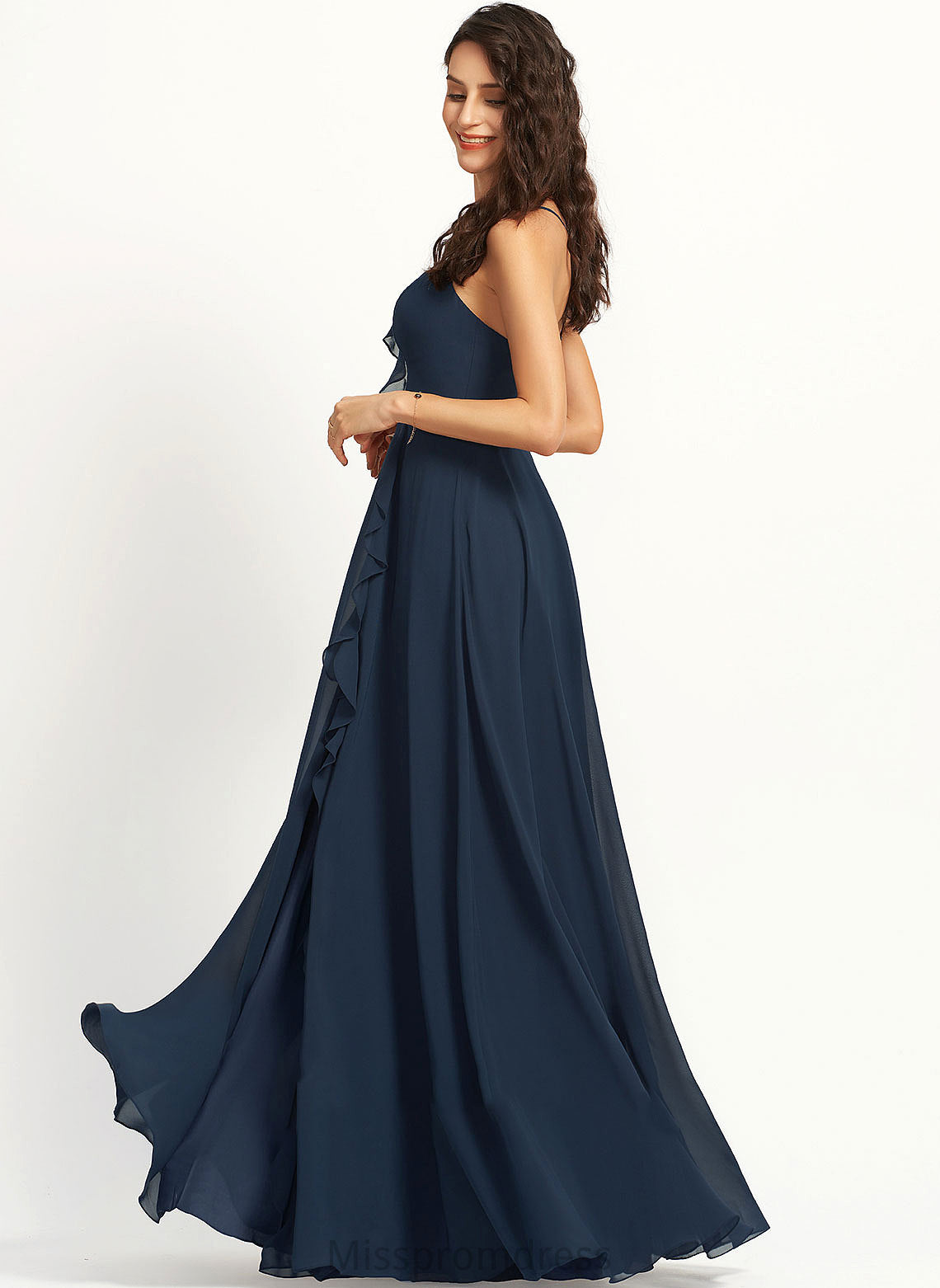 SplitFront Length Embellishment A-Line Neckline Silhouette V-neck Fabric Floor-Length Adalynn Sleeveless V-Neck Bridesmaid Dresses