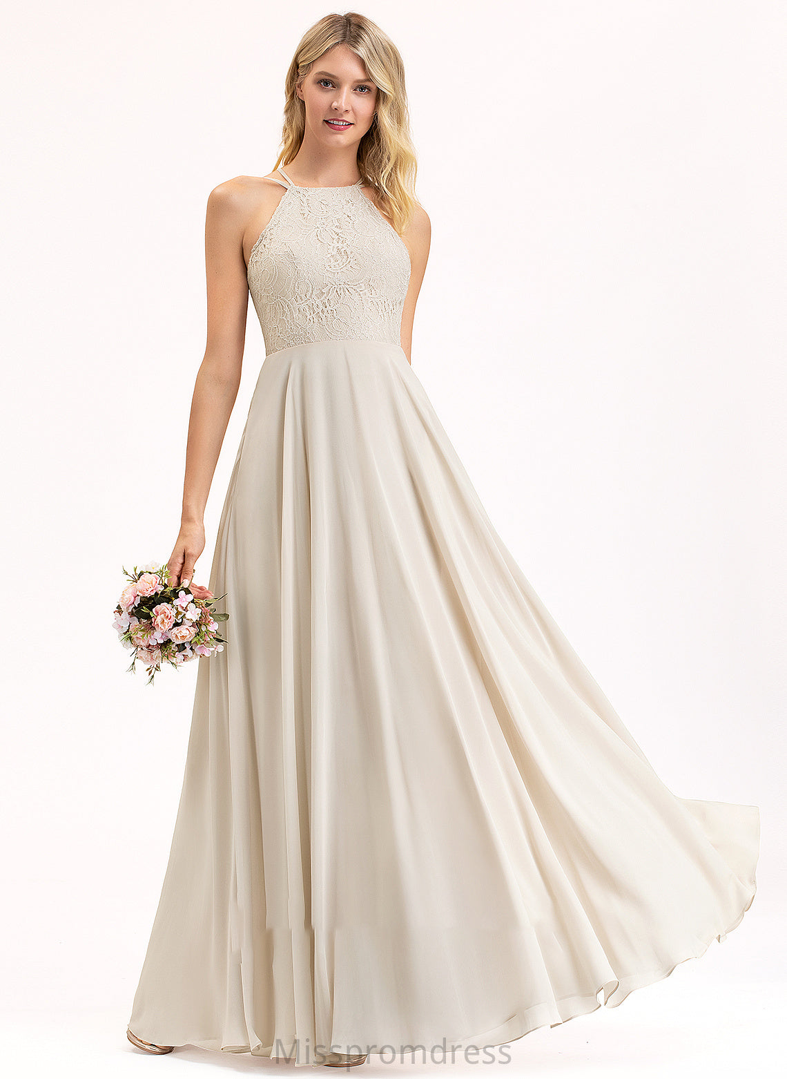 A-Line Pockets Silhouette Length ScoopNeck Embellishment Floor-Length Fabric Neckline Brianna Sleeveless Straps Bridesmaid Dresses