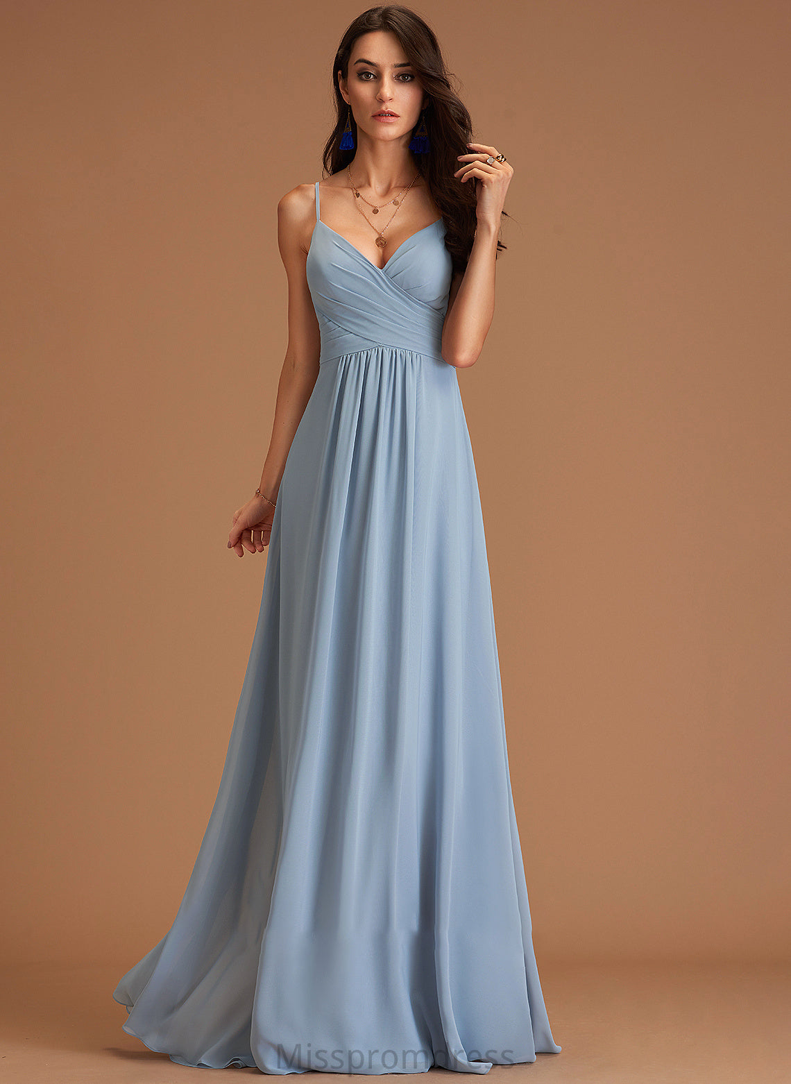 Silhouette Embellishment Ruffle Neckline Floor-Length Length Fabric A-Line V-neck Paige Scoop Sleeveless Bridesmaid Dresses