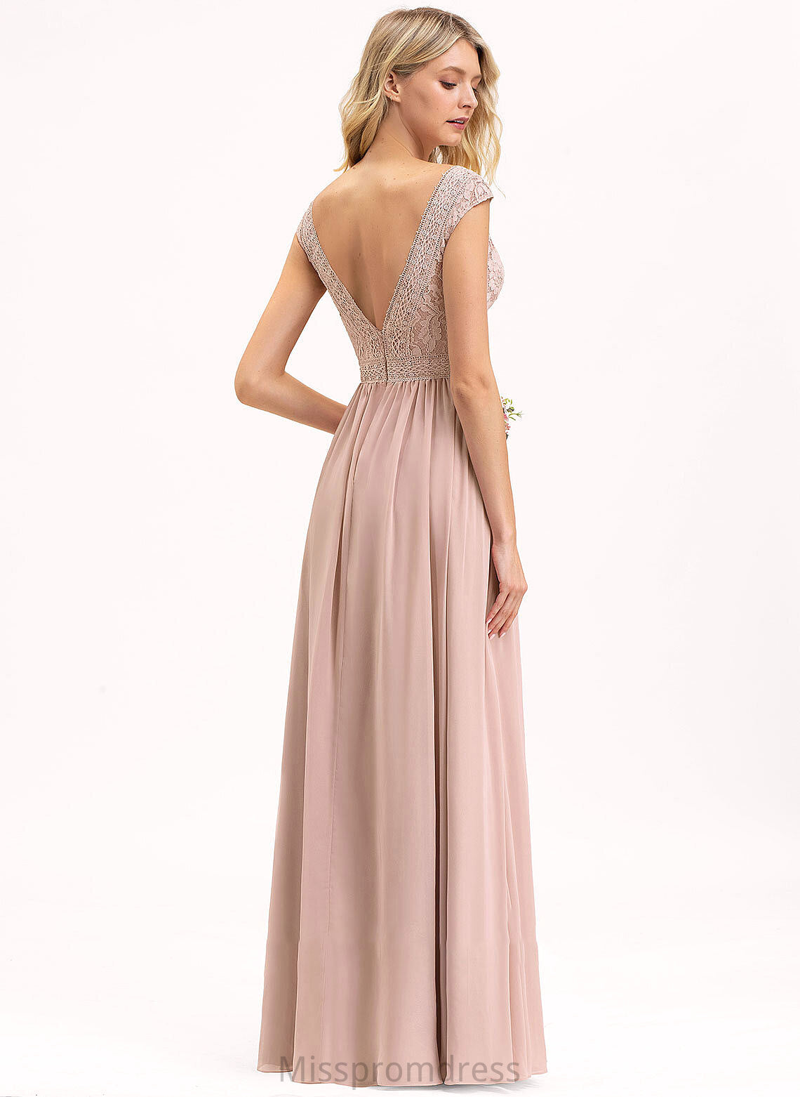 V-neck Straps Silhouette Neckline Lace Floor-Length Fabric A-Line Length Dylan V-Neck Natural Waist Bridesmaid Dresses