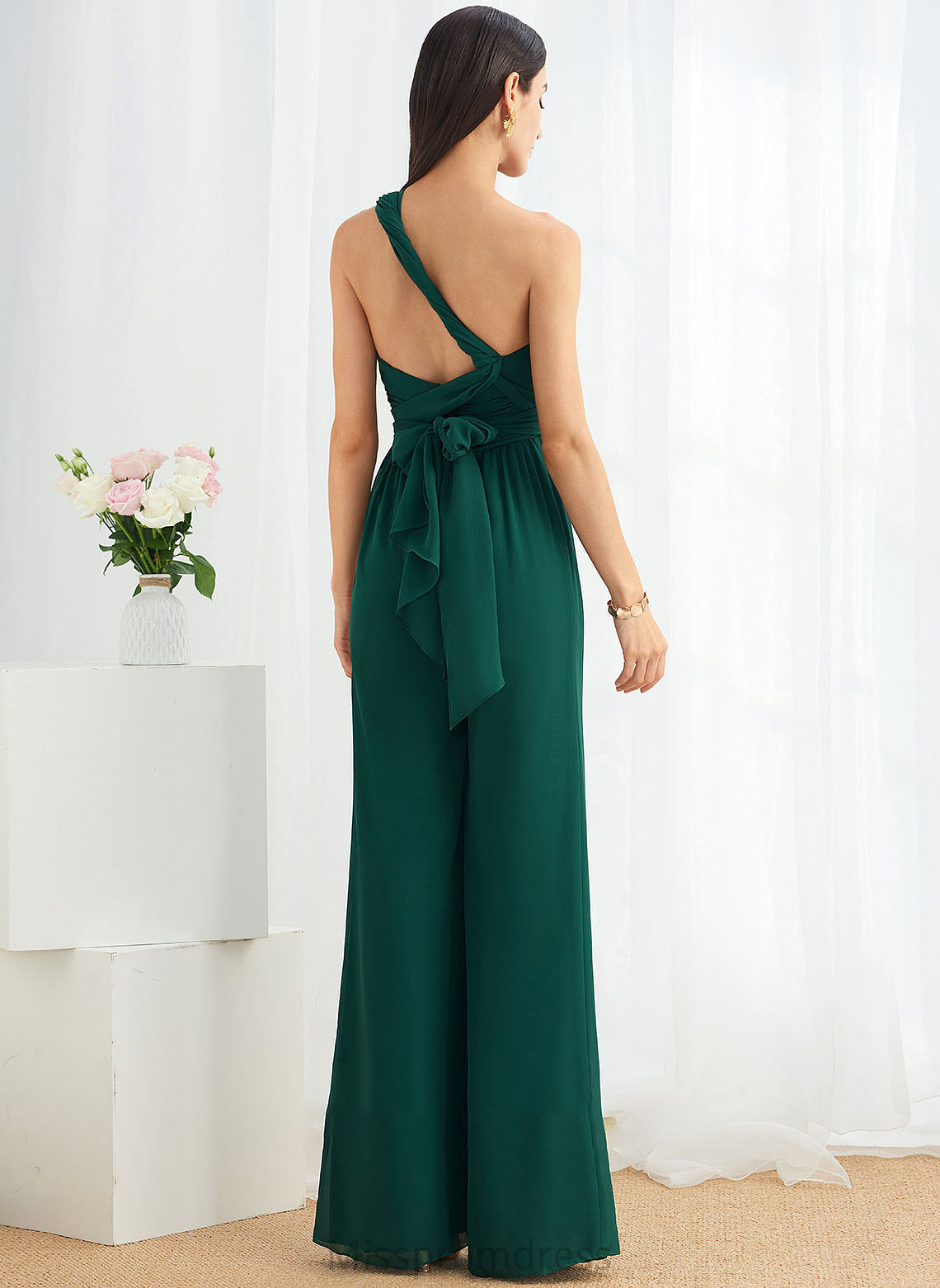 Halter Floor-Length Straps HighNeck Neckline Ruffle V-neck Embellishment One-Shoulder Length Fabric Eve Bridesmaid Dresses