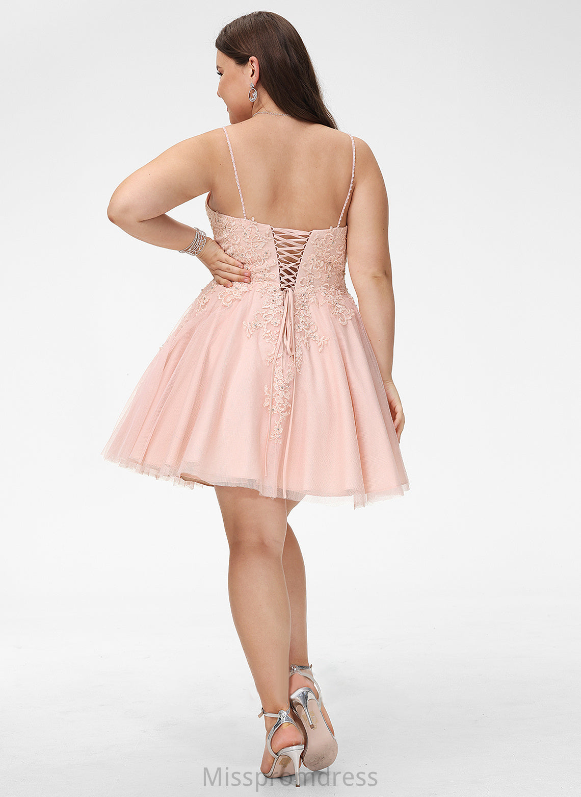 A-Line Prom Dresses Danna Tulle Short/Mini V-neck With Beading Sequins