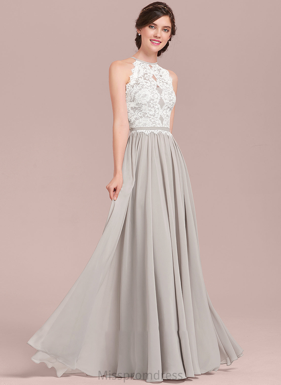Neckline Length Silhouette A-Line Straps Fabric Floor-Length Lace ScoopNeck Yvonne A-Line/Princess Natural Waist Bridesmaid Dresses