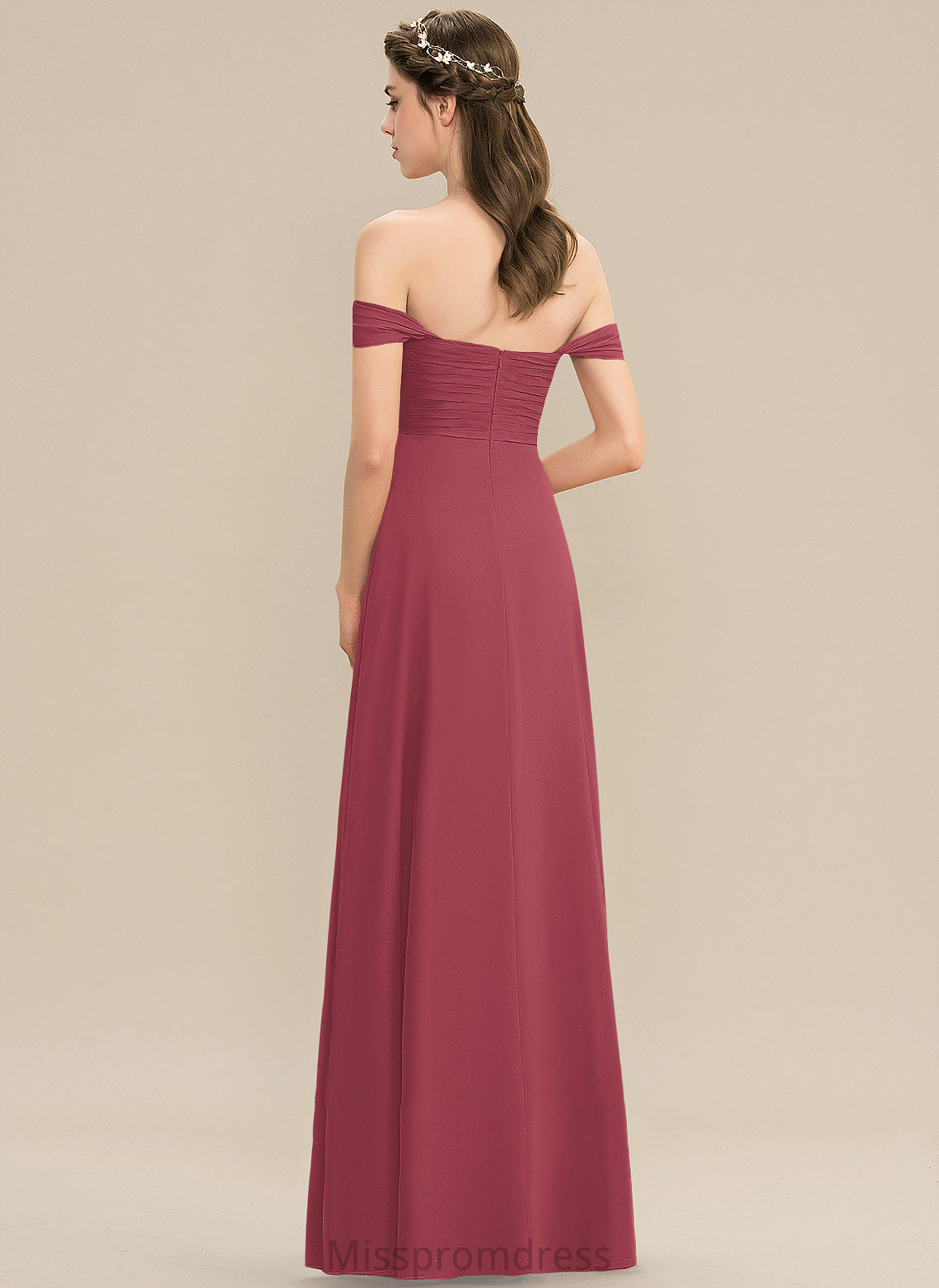 Fabric Floor-Length Neckline Silhouette Length Ruffle Off-the-Shoulder A-Line Embellishment Marlie Empire Waist Floor Length Bridesmaid Dresses