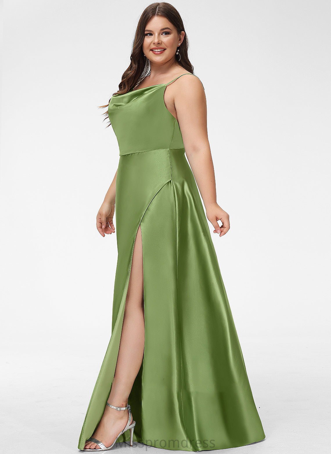 CowlNeck A-Line Embellishment Silhouette SplitFront Neckline Length Floor-Length Fabric Jennifer A-Line/Princess Natural Waist Bridesmaid Dresses