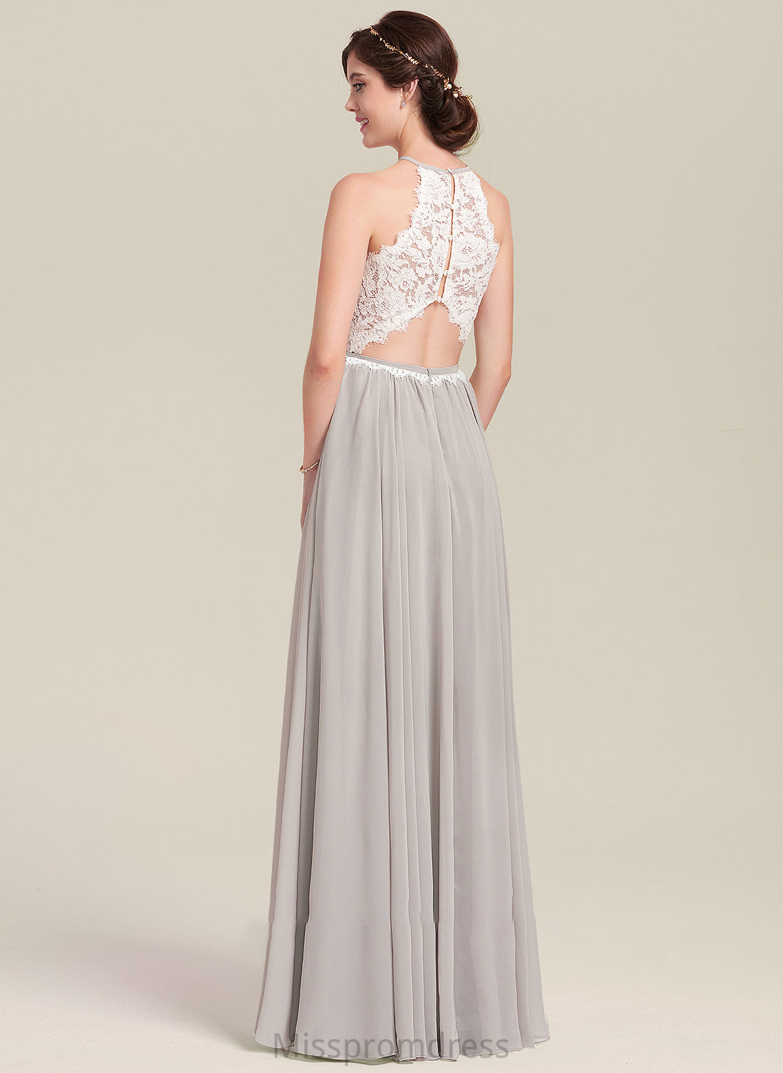 Neckline Length Silhouette A-Line Straps Fabric Floor-Length Lace ScoopNeck Yvonne A-Line/Princess Natural Waist Bridesmaid Dresses